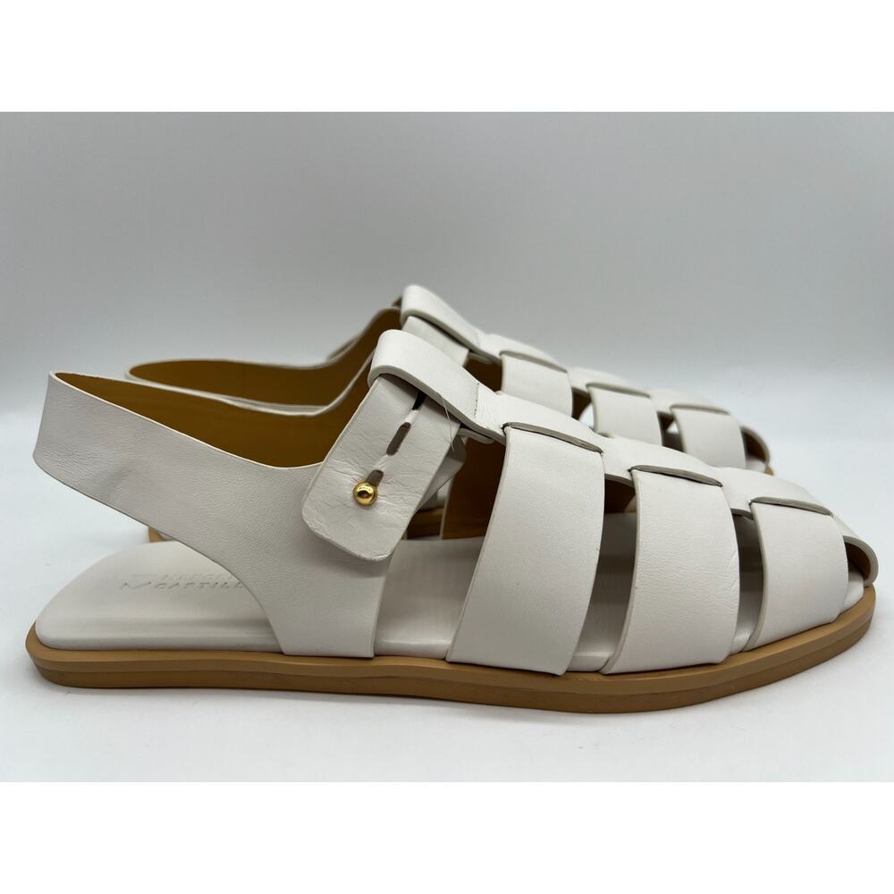 Mercedes Castillo Kailey Caged Fisherman White Leather Sandals Women's Size 9 - Picture 12 of 16
